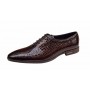 Pantofi eleganti pentru barbati, piele naturala croco, maro - GKR70M